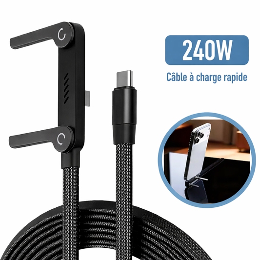 Câble USB-C 240W  – S'adapte à ta position, peu importe la situation